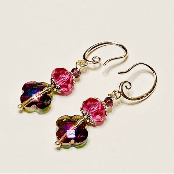 Pretty Pink Tiaria Crystal Earrings - Picture 5 of 8
